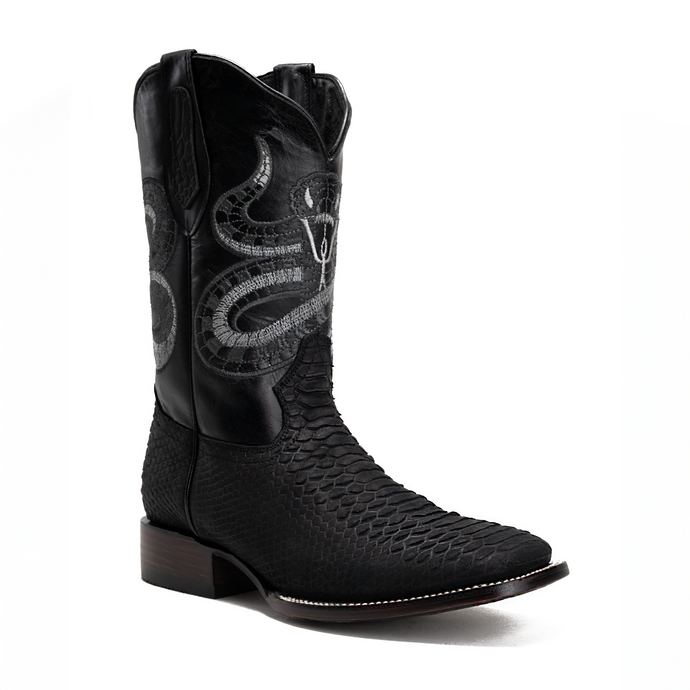Men's VIPER Python Tribute Square Toe Boot Black