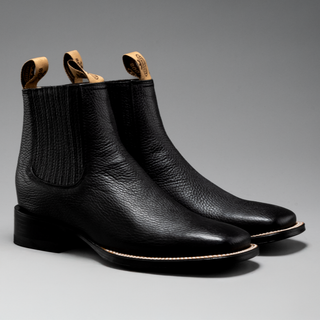 Men's VS370 Classic Leather Square Toe Ankle Boot and Belt Combo