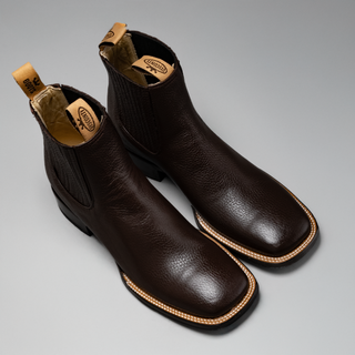Men's VS370 Classic Leather Square Toe Ankle Boot and Belt Combo