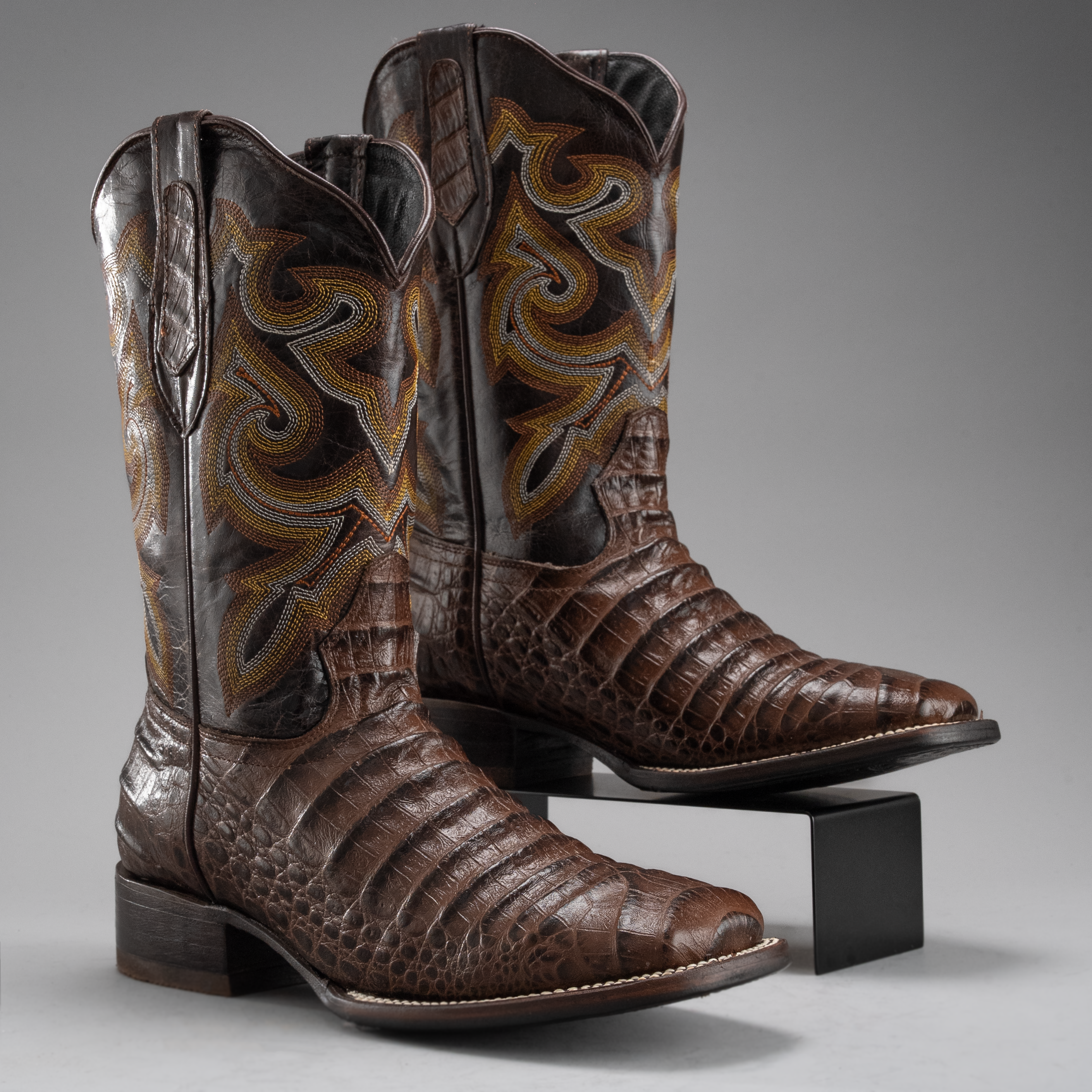 Men's Caiman Leather Square Toe Cowboy Boots – Joe Boots