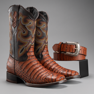 Cognac boot and belt combo