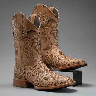 Men's 569 Sincelado Engraved Leather Square Toe Cowboy Boots