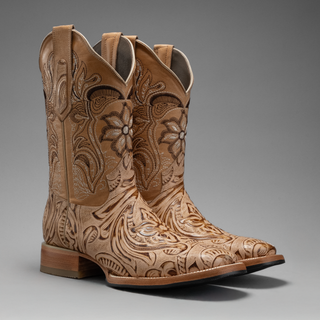 Men's 569 Sincelado Engraved Leather Square Toe Cowboy Boots