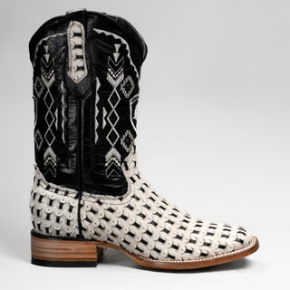 Men's Braided Leather and Hair Tribute Square Toe Boot