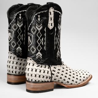 Men's Braided Leather and Hair Tribute Square Toe Boot