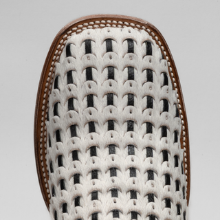 Men's Braided Leather and Hair Tribute Square Toe Boot