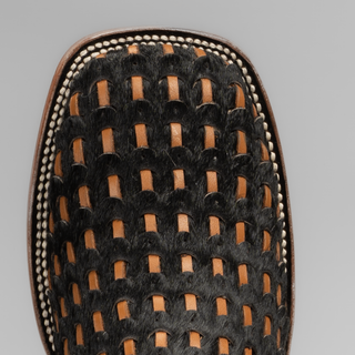 Men's Braided Leather and Hair Tribute Square Toe Boot