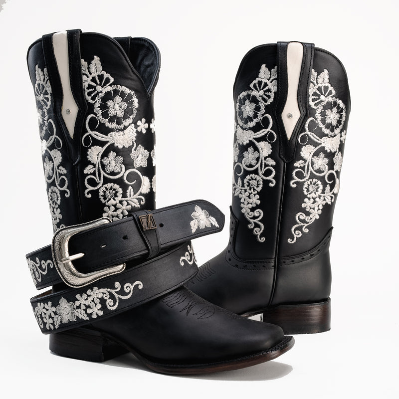 Load image into Gallery viewer, Combo 15-01 Black Premium Women&#39;s Cowboy Embroidered Boots: Square Toe Western Boot
