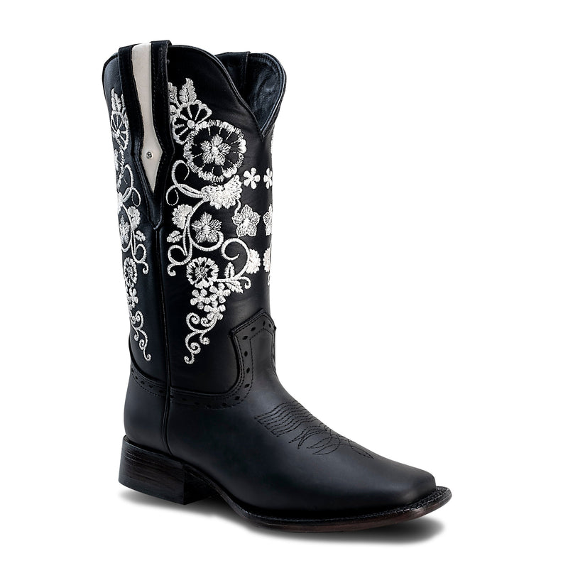 Load image into Gallery viewer, Combo 15-01 Black Premium Women&#39;s Cowboy Embroidered Boots: Square Toe Western Boot
