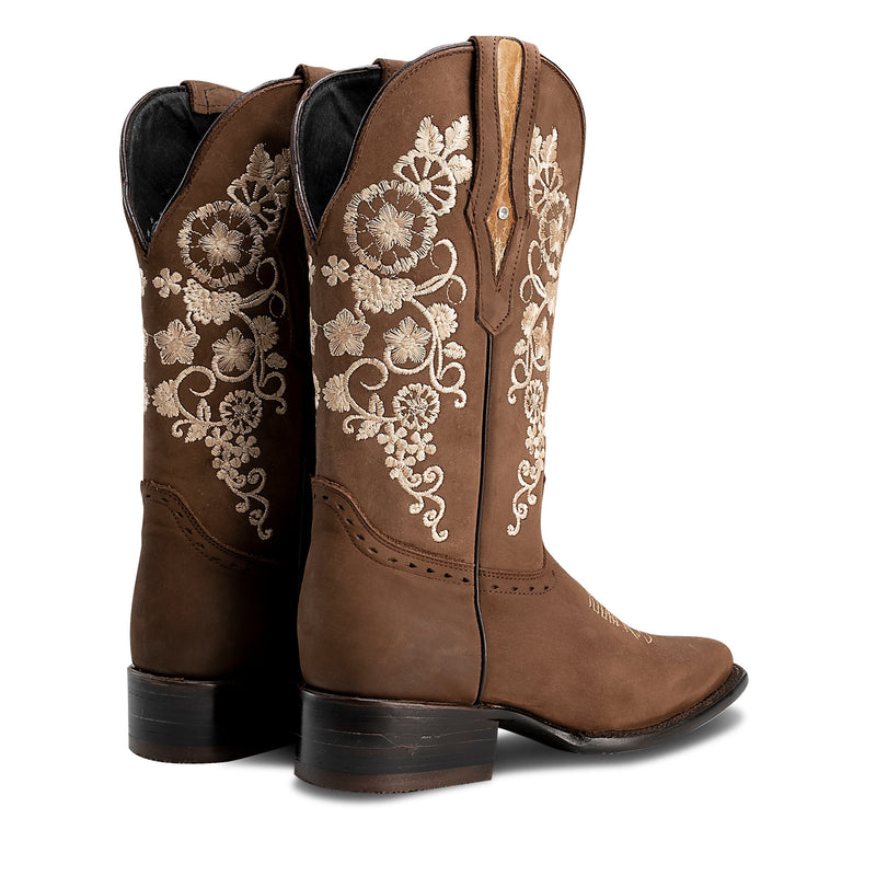 Load image into Gallery viewer, Combo 15-01 Sand Premium Women&#39;s Cowboy Embroidered Boots: Square Toe Western Boot
