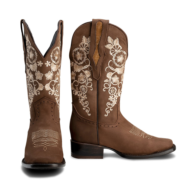 Load image into Gallery viewer, Joe Boots 15-01 Sand Premium Women&#39;s Cowboy Embroidered Boots: Square Toe Western Boot
