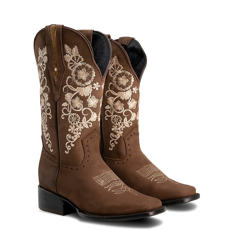 Load image into Gallery viewer, Joe Boots 15-01 Sand Premium Women&#39;s Cowboy Embroidered Boots: Square Toe Western Boot
