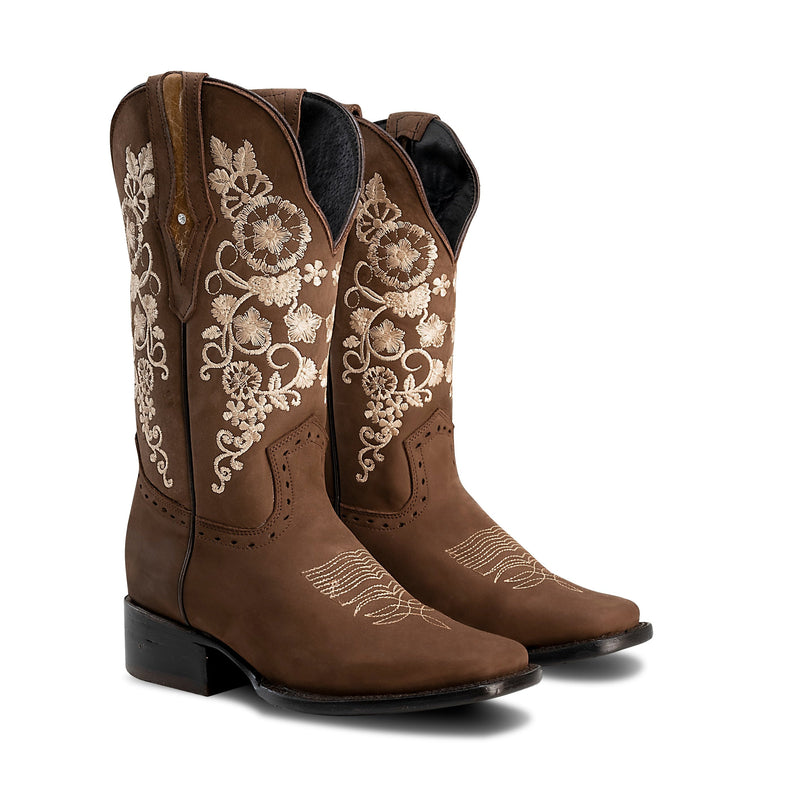 Load image into Gallery viewer, Combo 15-01 Sand Premium Women&#39;s Cowboy Embroidered Boots: Square Toe Western Boot
