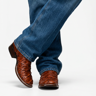 Men's Pirarucu Monster Fish Square Toe Cowboy Boots