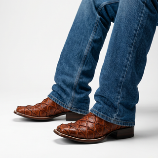 Men's Pirarucu Monster Fish Square Toe Cowboy Boots