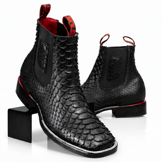 Men's Python Square Toe Ankle Boot