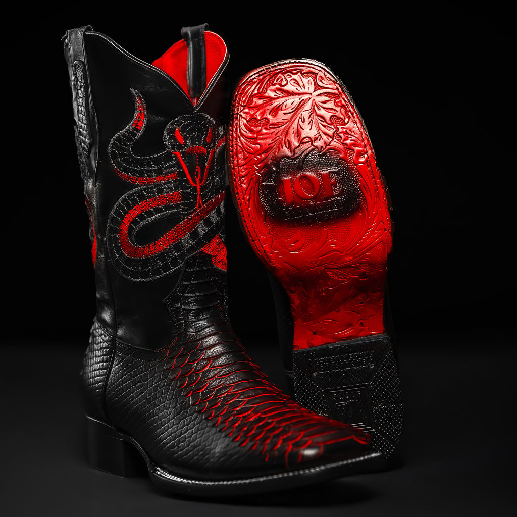 Men's Viper Western Boots Square Toe Cowboy Red Scales Red Python – Joe ...