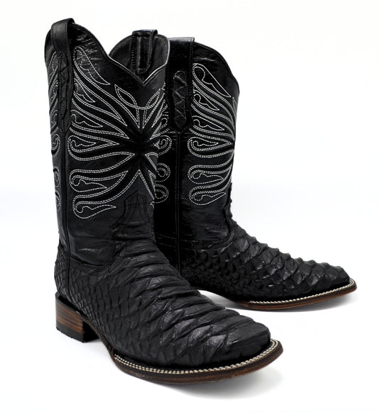 RC Viper Black Print Men's Western Boots: Square Toe Cowboy & Rodeo Boots in Genuine Leather