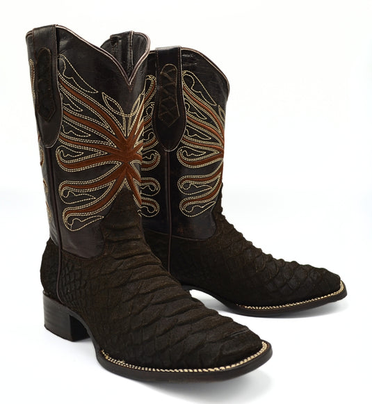 RC Viper Brown Print Men's Western Boots: Square Toe Cowboy & Rodeo Boots in Genuine Leather