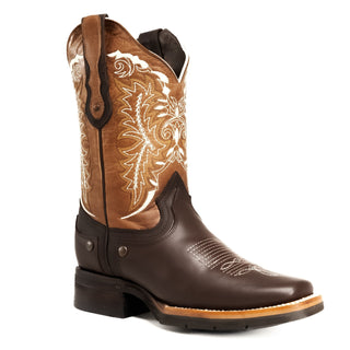 Joe Boots 512 Brown Combo Men's Western Boots: Square Toe Cowboy & Rodeo Boots with Genuine Leather Belt and Phone Case