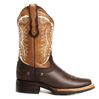 Joe Boots 512 Brown Combo Men's Western Boots: Square Toe Cowboy & Rodeo Boots with Genuine Leather Belt and Phone Case