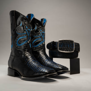 Men's VIPER Python Square Toe Cowboy Boots and Belt Combo