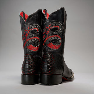 Men's VIPER Python Square Toe Cowboy Boots and Belt Combo
