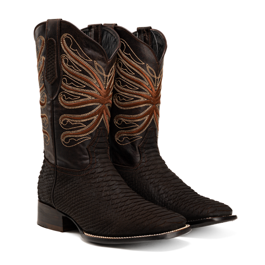 Men's VIPER Python Tribute Square Toe Boot Brown