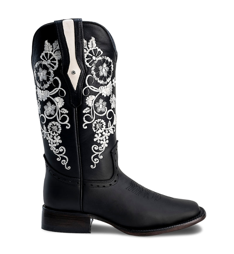 Load image into Gallery viewer, Combo 15-01 Black Premium Women&#39;s Cowboy Embroidered Boots: Square Toe Western Boot
