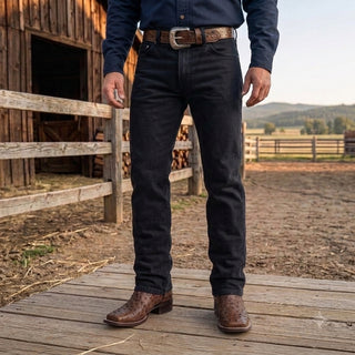 Men's Ostrich Square Toe Cowboy Boots and Belt Combo