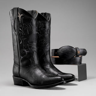 Black boot and belt combo
