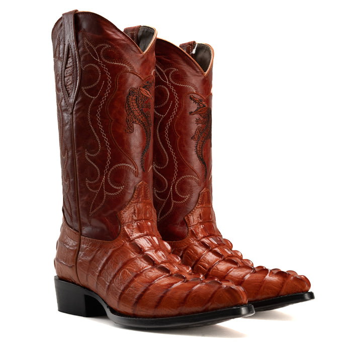 JB904 Cognac Men's Western Boots: J Toe Cowboy  boots in Genuine Leather