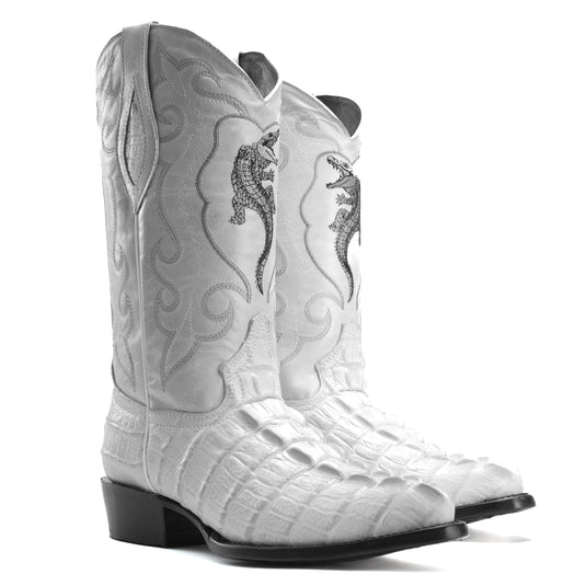 JB904 Bone Men's Western Boots: J Toe Cowboy boots Caiman Print  Leather