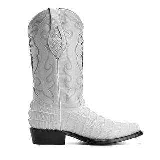 Men's Caiman J Toe Cowboy Boots and Belt Combo - Bone
