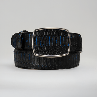 Men's Viper Python Tribute Leather Metal Buckle Cowboy Belt