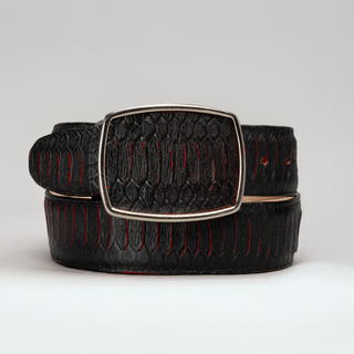 Men's Viper Python Tribute Leather Metal Buckle Cowboy Belt