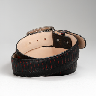 Men's Viper Python Tribute Leather Metal Buckle Cowboy Belt