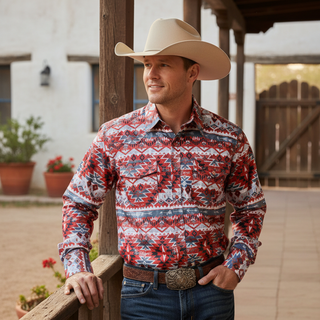 Men's Western Button Down Long Sleeve Shirt