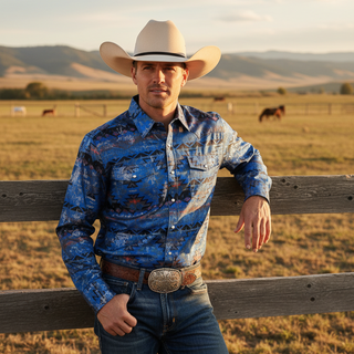 Men's Western Button Down Long Sleeve Shirt