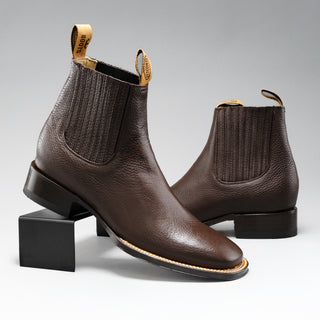 Men's VS370 Classic Leather Square Toe Ankle Boot and Belt Combo