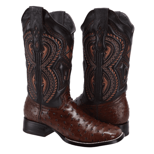 JB703 Square Toe Rodeo Boot Ostrich Original Leather Brown