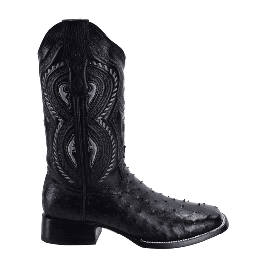 JB703 Square Toe Rodeo Boot Ostrich Original Leather Black