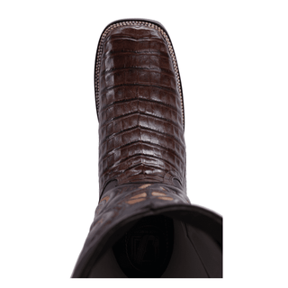 JB706  Original Men's Caiman Brown Western Boots, Square Toe Cowboy boots, Authentic Caiman Leather