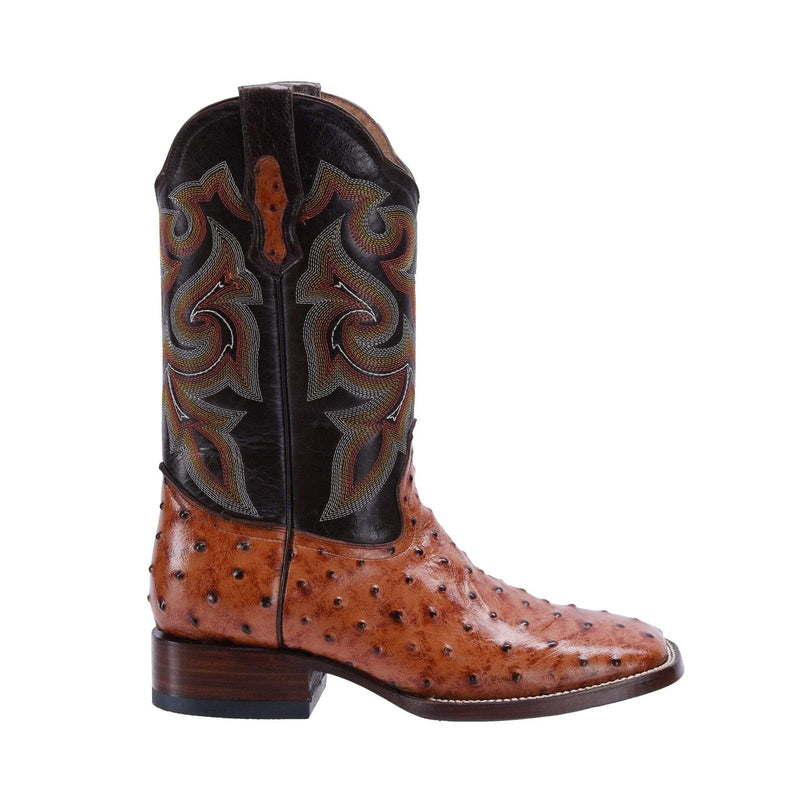 Load image into Gallery viewer, JB701 Cognac Men&#39;s Western Boots: Square Toe Cowboy &amp; Rodeo Boots Ostrich print in Genuine Leather
