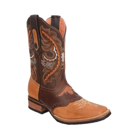 VE-030 TAN Torito Men's Western Boots: Square Toe Cowboy & Rodeo Boots in Genuine Leather