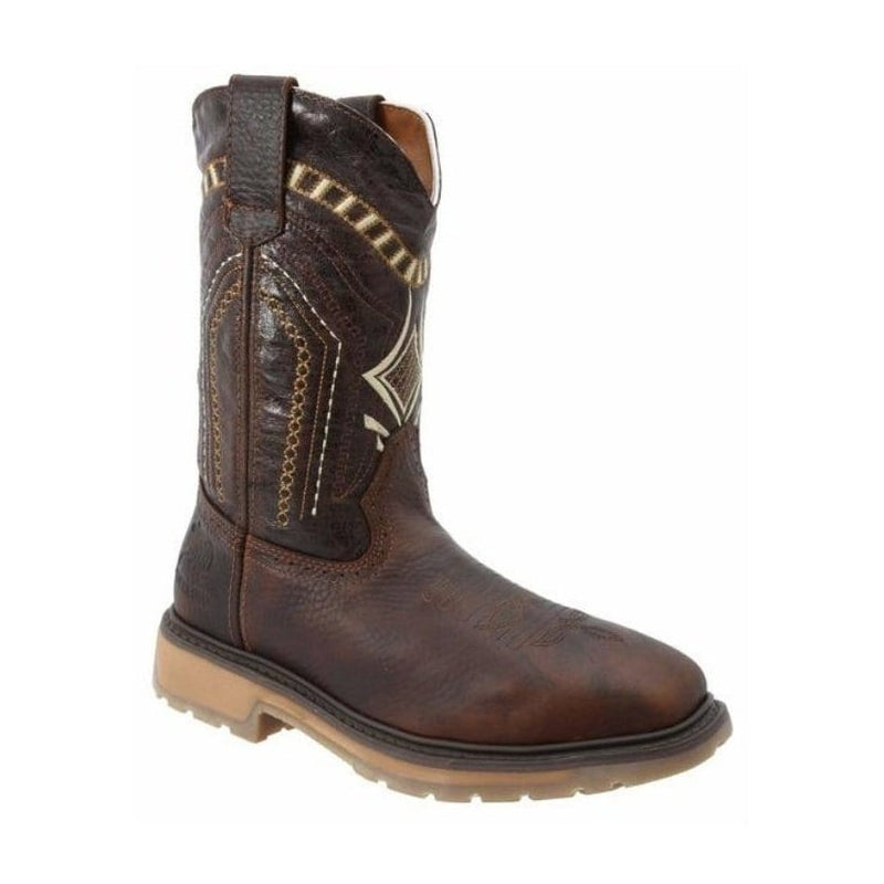 Load image into Gallery viewer, SB5001 Silver Bull Square Toe Steel Toe Brown Rustic Boot (WIDE EE LAST-HALF NUMBER LESS RECOMMENDED)
