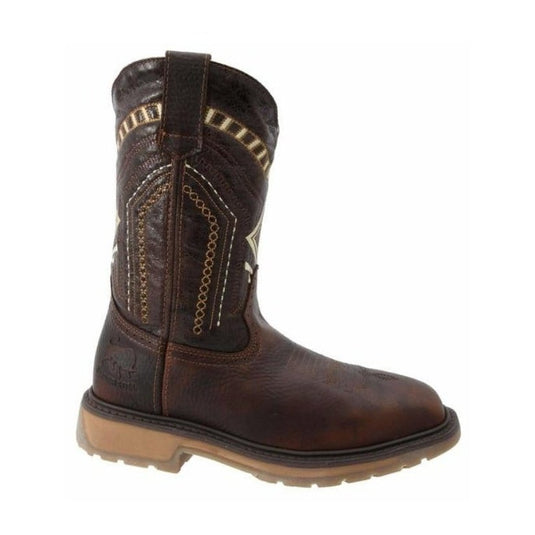 SB5001 Silver Bull Square Toe Steel Toe Brown Rustic Boot (WIDE EE LAST-HALF NUMBER LESS RECOMMENDED)