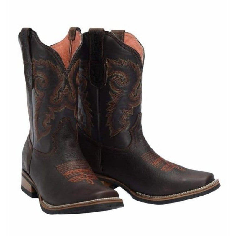 Load image into Gallery viewer, VE-517 Brown Men&#39;s Western Boots: Square Toe Cowboy &amp; Rodeo Boots in Genuine Leather

