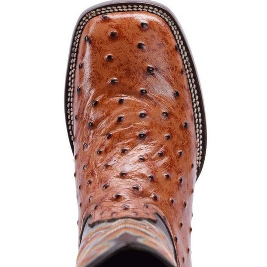 JB701 Cognac Men's Western Boots: Square Toe Cowboy & Rodeo Boots Ostrich print in Genuine Leather