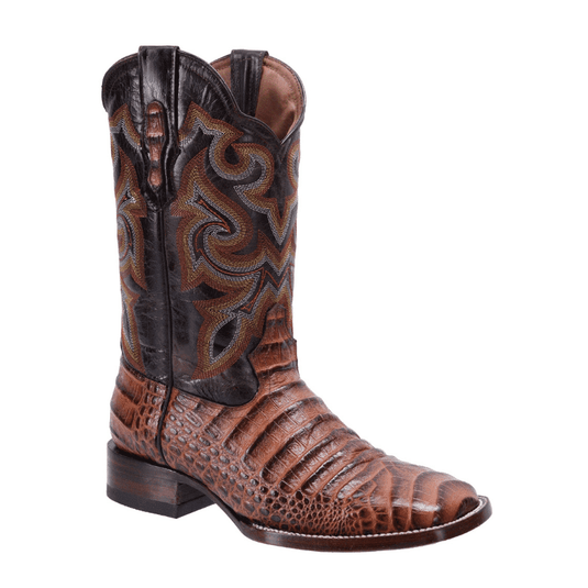 JB704 Cognac Men's Western Boots: Square Toe Cowboy & Rodeo Boots in Genuine Leather